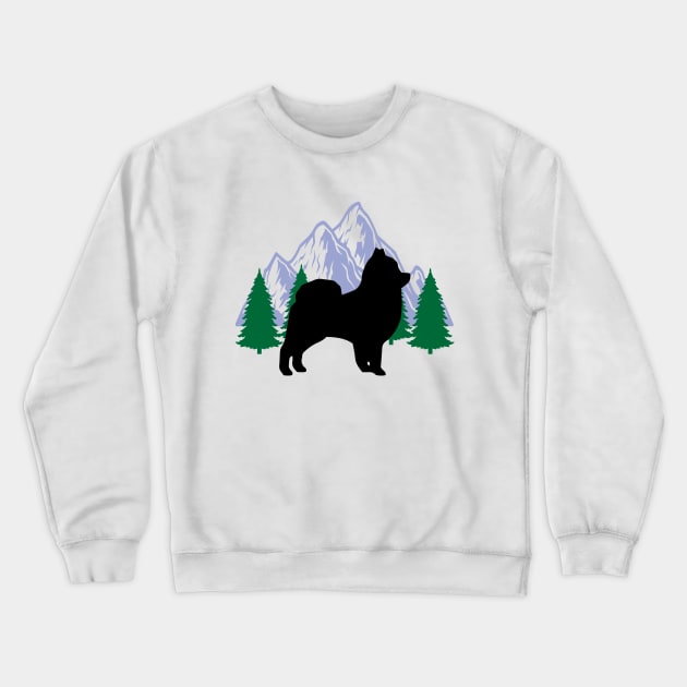 pomeranian dog silhouette mountain tree christmas Crewneck Sweatshirt by T-shirt verkaufen